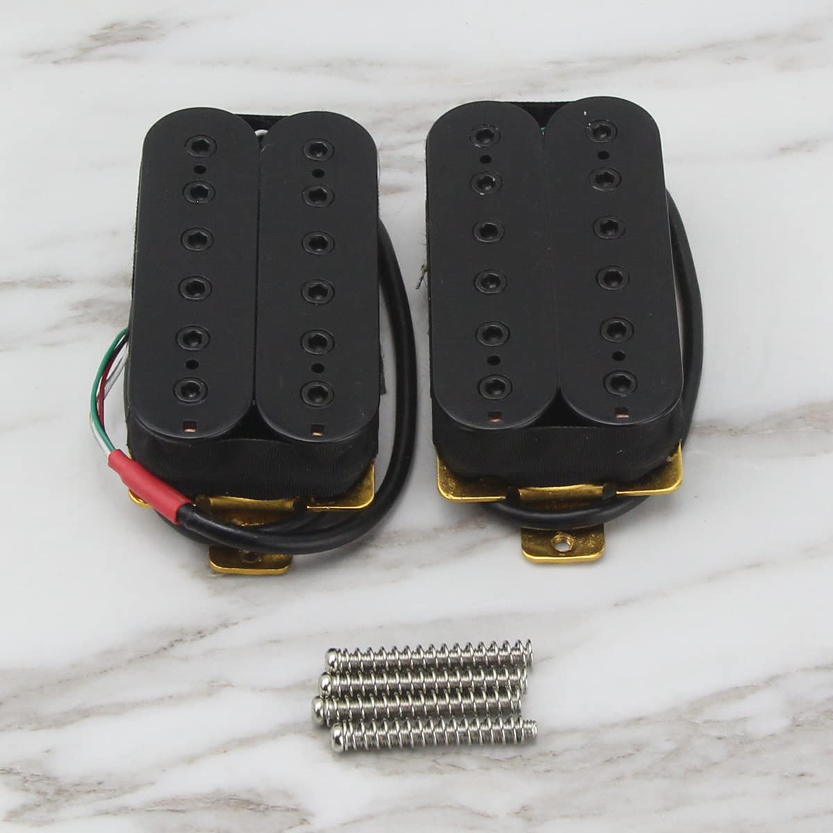 FLEOR Neck+Bridge Pickup Set Ceramic Double Coil Humbucker Pickups for Electric Guitar Pickup Replacement-Black